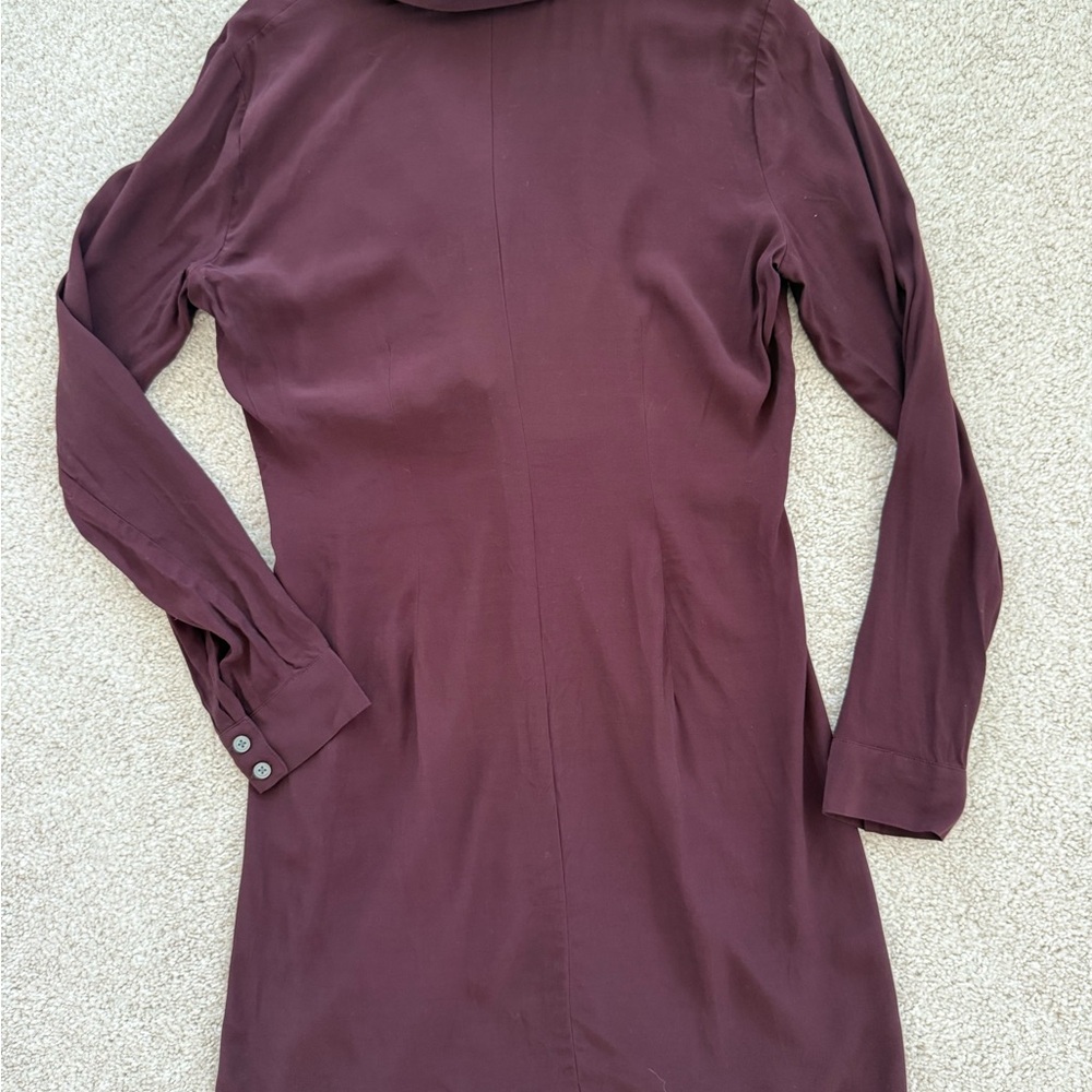 LOFT Deep Burgundy Twist Front Shirt Dress (6) - Picture 9 of 9